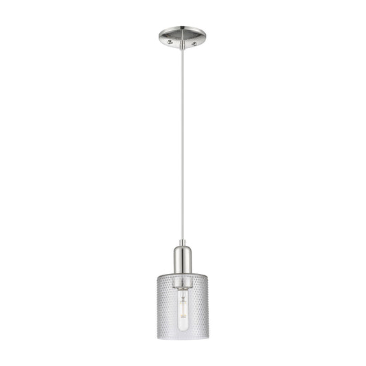 Innovations Cobbleskill 5in 1-Light Mini Pendant | Industrial Polished Nickel Steel and Clear Glass | Kitchen Island & Dining Room | Model 716-1P-PN-G112