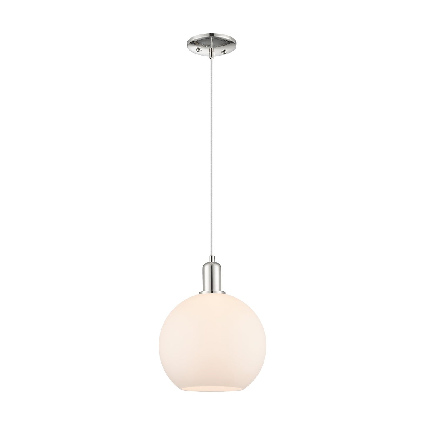 Innovations Athens 10in 1-Light Mini Pendant | Industrial Polished Nickel and Matte White Glass | Kitchen Island & Dining Room | Model 716-1P-PN-G121-10