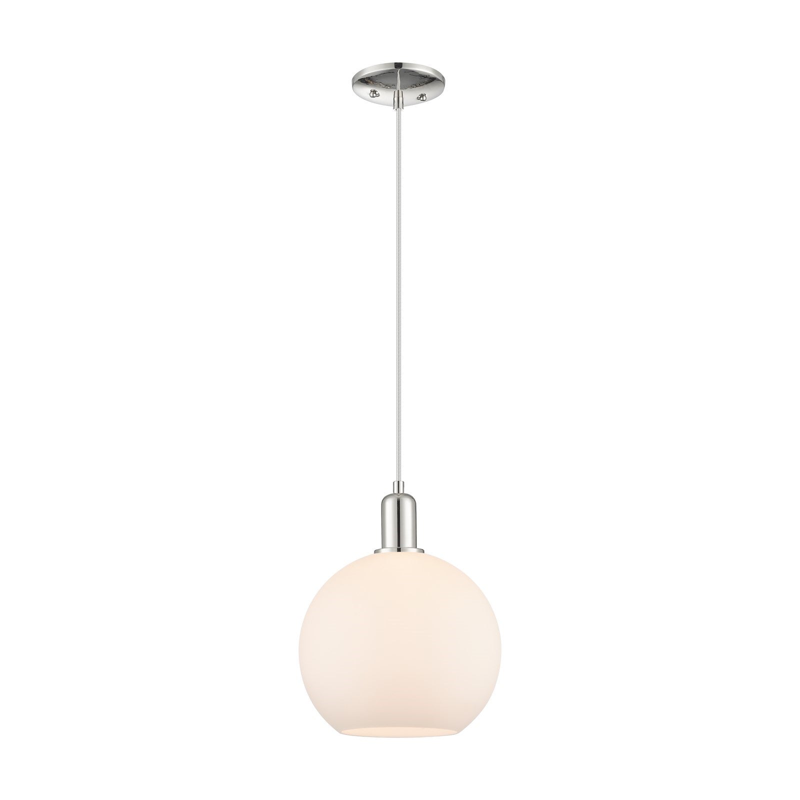 Innovations Athens 10in 1-Light Mini Pendant | Industrial Polished Nickel and Matte White Glass | Kitchen Island & Dining Room | Model 716-1P-PN-G121-10