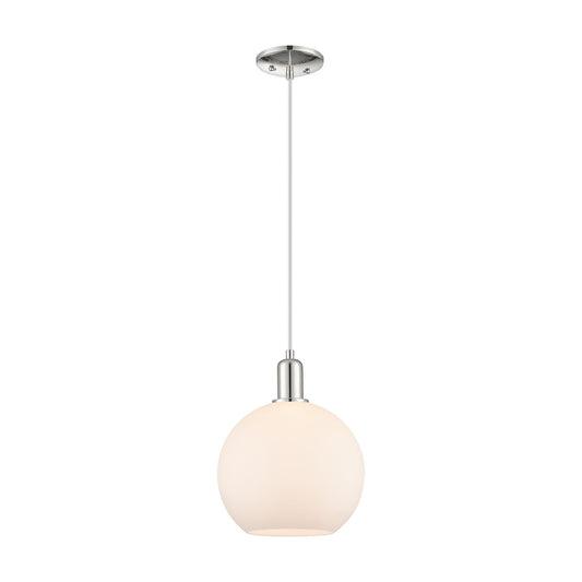 Innovations Athens 10in 1-Light Mini Pendant | Industrial Polished Nickel and Matte White Glass | Kitchen Island & Dining Room | Model 716-1P-PN-G121-10