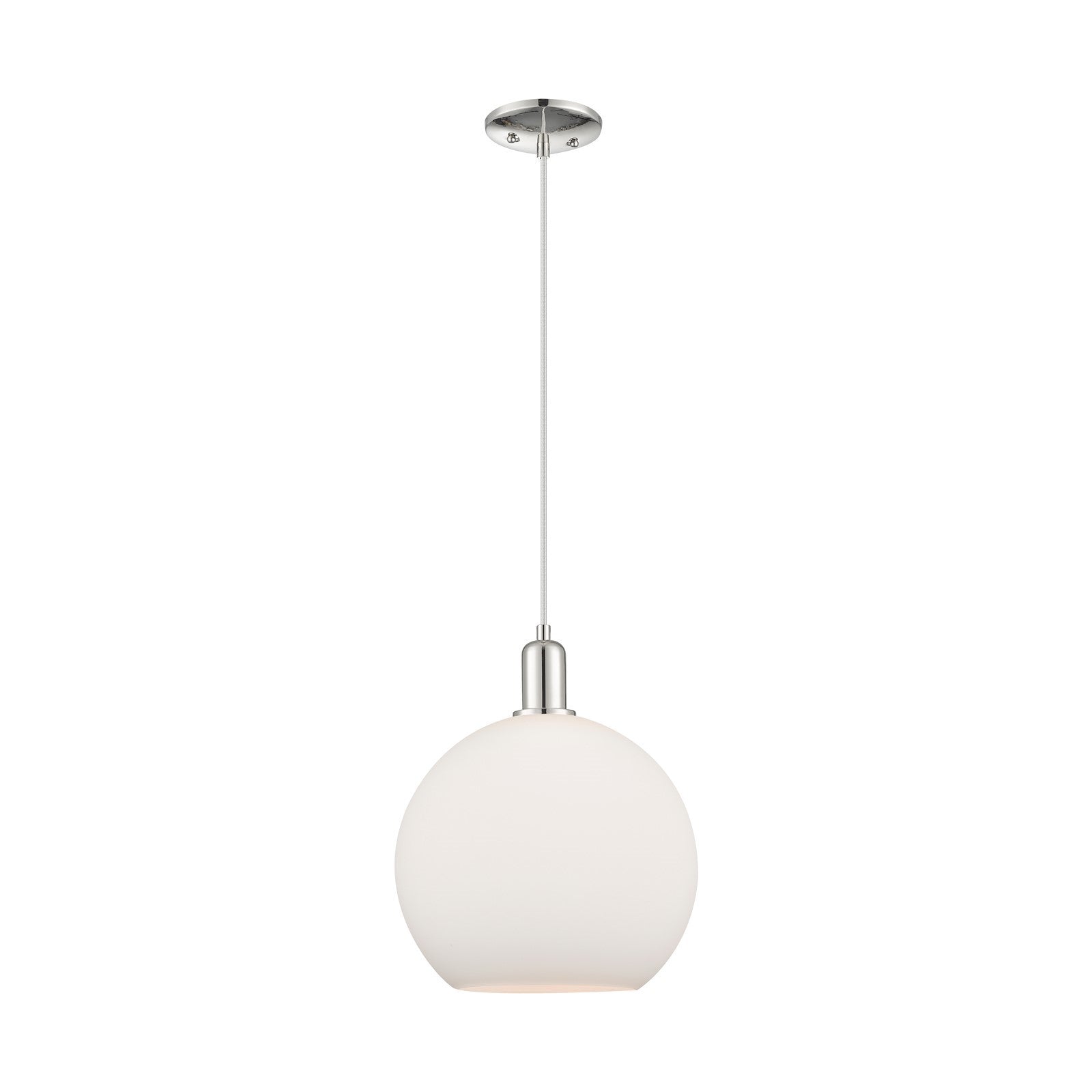 Innovations Athens 12in 1-Light Mini Pendant | Industrial Polished Nickel and Matte White Glass | Kitchen Island & Dining Room | Model 716-1P-PN-G121-12