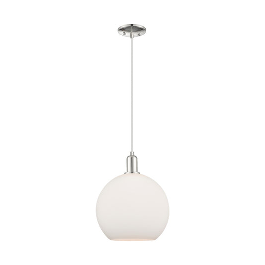 Innovations Athens 12in 1-Light Mini Pendant | Industrial Polished Nickel and Matte White Glass | Kitchen Island & Dining Room | Model 716-1P-PN-G121-12