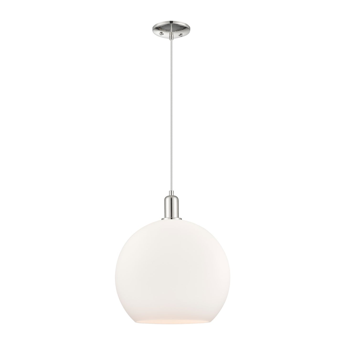 Innovations Athens 14in 1-Light Mini Pendant | Industrial Polished Nickel and Matte White Glass | Kitchen Island & Dining Room | Model 716-1P-PN-G121-14