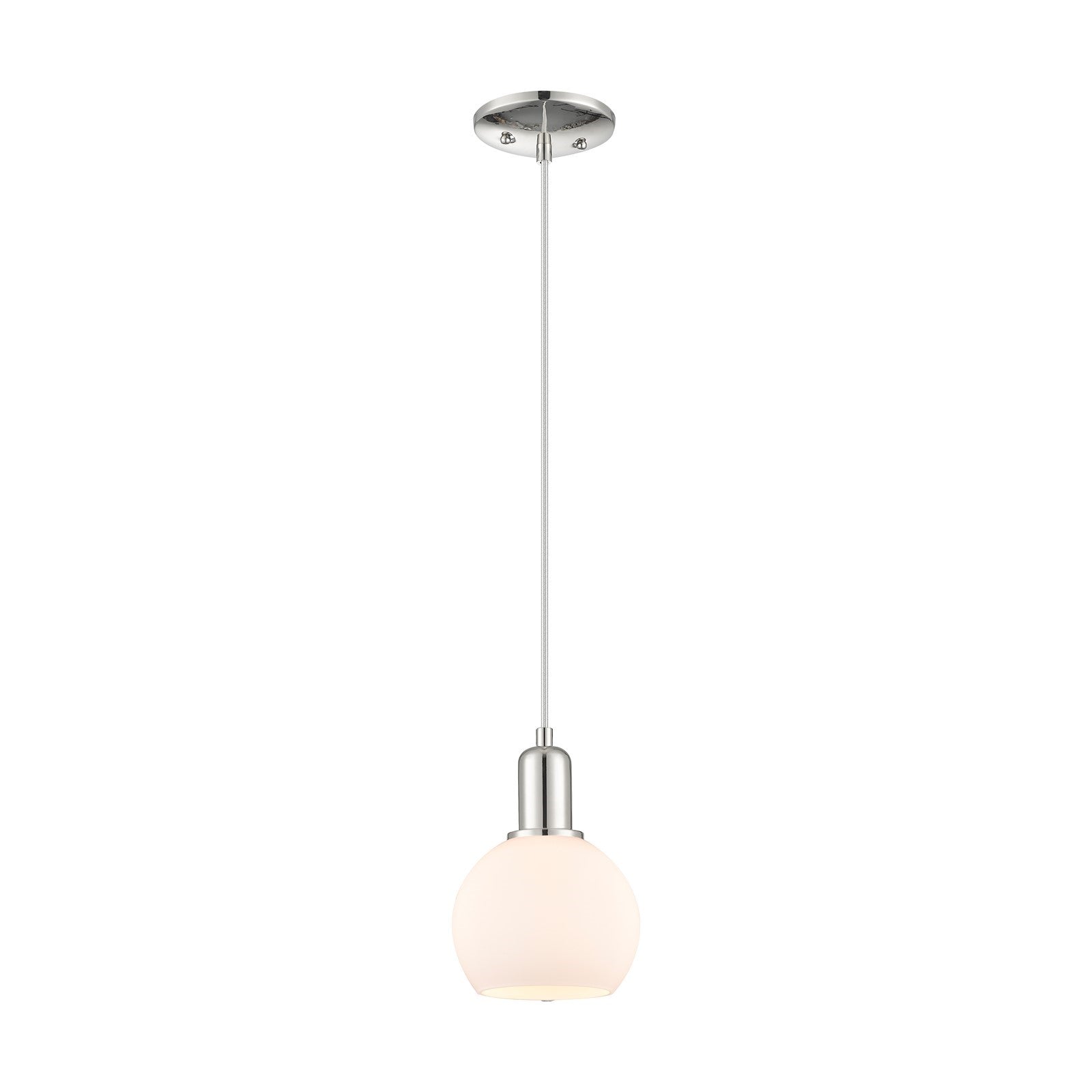 Innovations Athens 6in 1-Light Mini Pendant | Industrial Polished Nickel and Matte White Glass | Kitchen Island & Dining Room | Model 716-1P-PN-G121-6