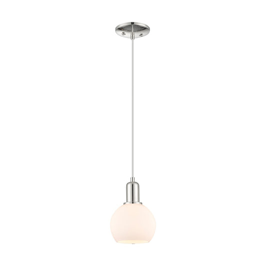 Innovations Athens 6in 1-Light Mini Pendant | Industrial Polished Nickel and Matte White Glass | Kitchen Island & Dining Room | Model 716-1P-PN-G121-6