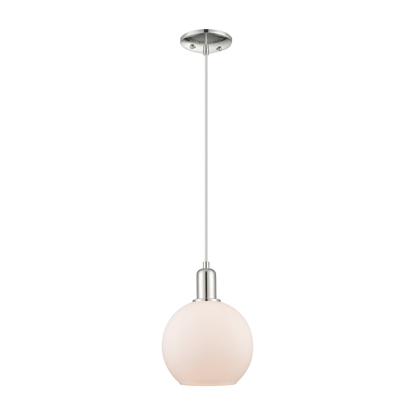 Innovations Athens 8in 1-Light Mini Pendant | Industrial Polished Nickel and Matte White Glass | Kitchen Island & Dining Room | 8 | Model 716-1P-PN-G121-8