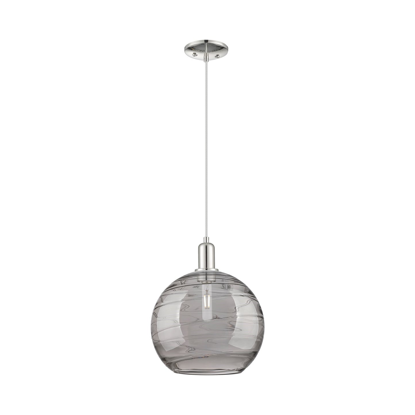 Innovations Athens Deco Swirl 12in 1-Light Mini Pendant | Industrial Polished Nickel and Light Smoke Glass | Kitchen Island & | Model 716-1P-PN-G1213-12SM