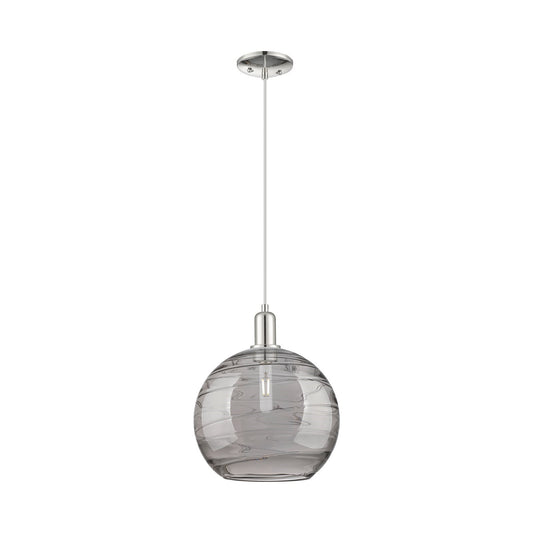 Innovations Athens Deco Swirl 12in 1-Light Mini Pendant | Industrial Polished Nickel and Light Smoke Glass | Kitchen Island & | Model 716-1P-PN-G1213-12SM