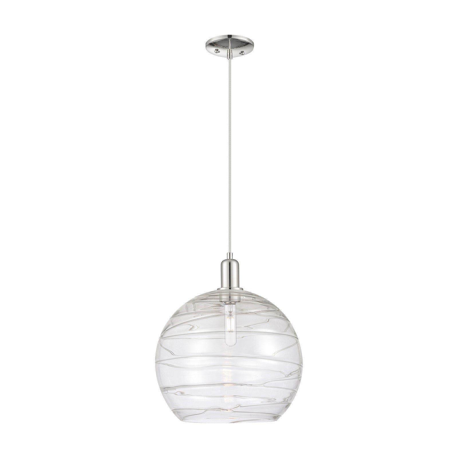 Innovations Athens Deco Swirl 14in 1-Light Mini Pendant | Industrial Polished Nickel and Clear Glass | Kitchen Island & | Model 716-1P-PN-G1213-14CL