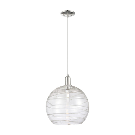 Innovations Athens Deco Swirl 14in 1-Light Mini Pendant | Industrial Polished Nickel and Clear Glass | Kitchen Island & | Model 716-1P-PN-G1213-14CL