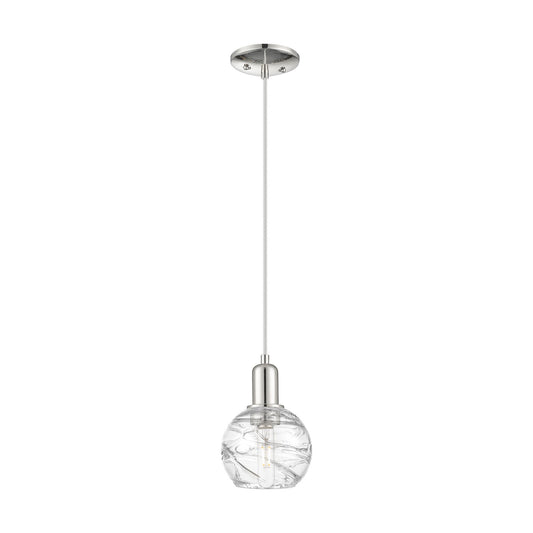 Innovations Athens Deco Swirl 6in 1-Light Mini Pendant | Industrial Polished Nickel Steel and Clear Deco Swirl Glass | Kitchen | Model 716-1P-PN-G1213-6CL