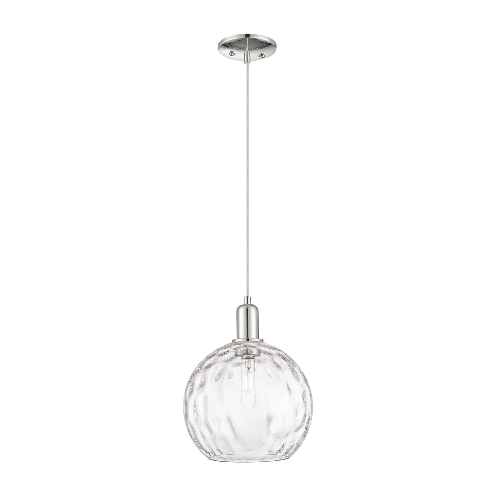 Innovations Athens Water Glass 10in 1-Light Mini Pendant | Industrial Polished Nickel and Clear Glass | Kitchen Island & Dining | Model 716-1P-PN-G1215-10