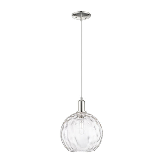 Innovations Athens Water Glass 10in 1-Light Mini Pendant | Industrial Polished Nickel and Clear Glass | Kitchen Island & Dining | Model 716-1P-PN-G1215-10