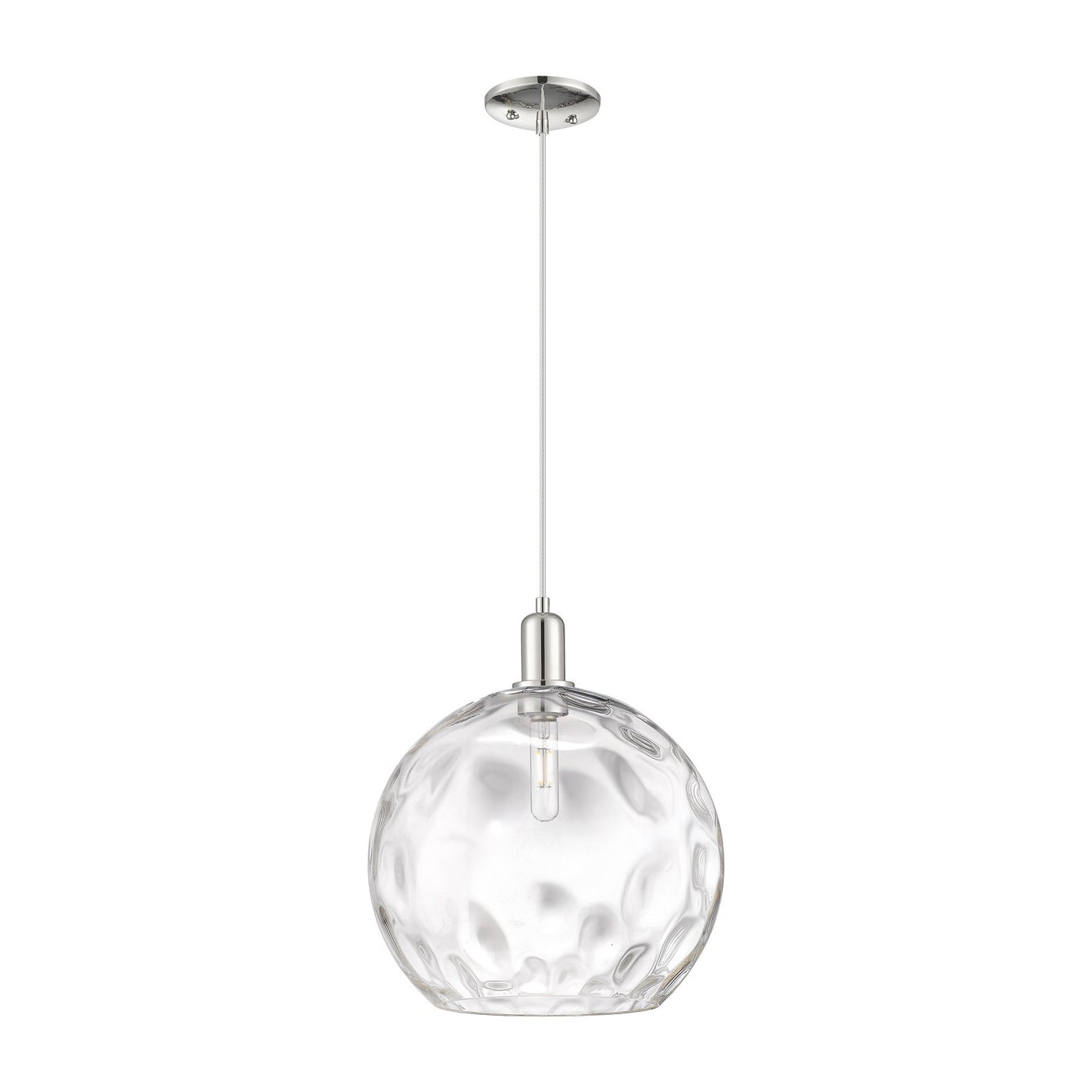 Innovations Athens Water Glass 13in 1-Light Mini Pendant | Industrial Polished Nickel and Clear Glass | Kitchen Island & Dining | Model 716-1P-PN-G1215-14
