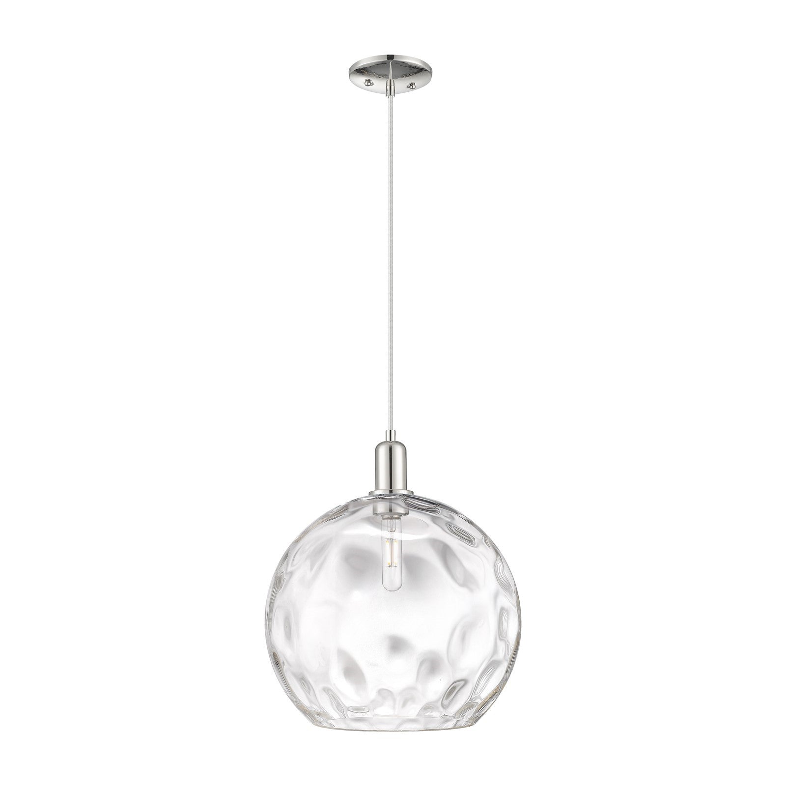 Innovations Athens Water Glass 13in 1-Light Mini Pendant | Industrial Polished Nickel and Clear Glass | Kitchen Island & Dining | Model 716-1P-PN-G1215-14