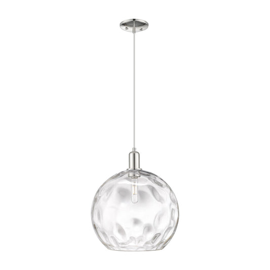 Innovations Athens Water Glass 13in 1-Light Mini Pendant | Industrial Polished Nickel and Clear Glass | Kitchen Island & Dining | Model 716-1P-PN-G1215-14
