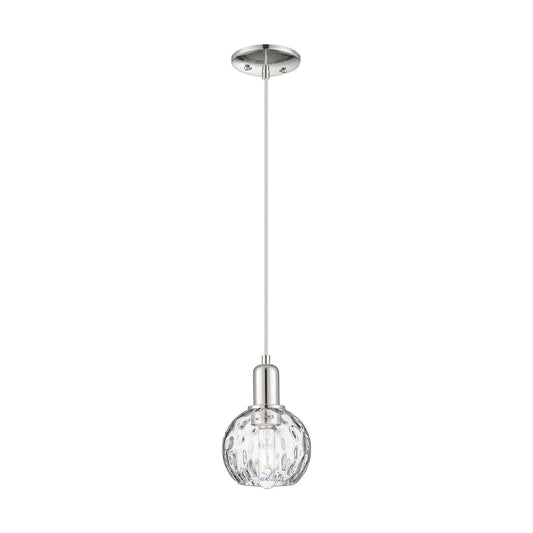 Innovations Athens Water Glass 6in 1-Light Mini Pendant | Industrial Polished Nickel and Clear Water Glass | Kitchen Island & | Model 716-1P-PN-G1215-6
