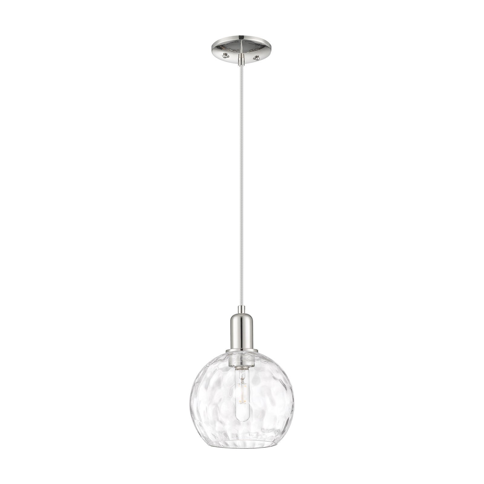 Innovations Athens Water Glass 8in 1-Light Mini Pendant | Industrial Polished Nickel and Clear Water Glass | Kitchen Island & | Model 716-1P-PN-G1215-8