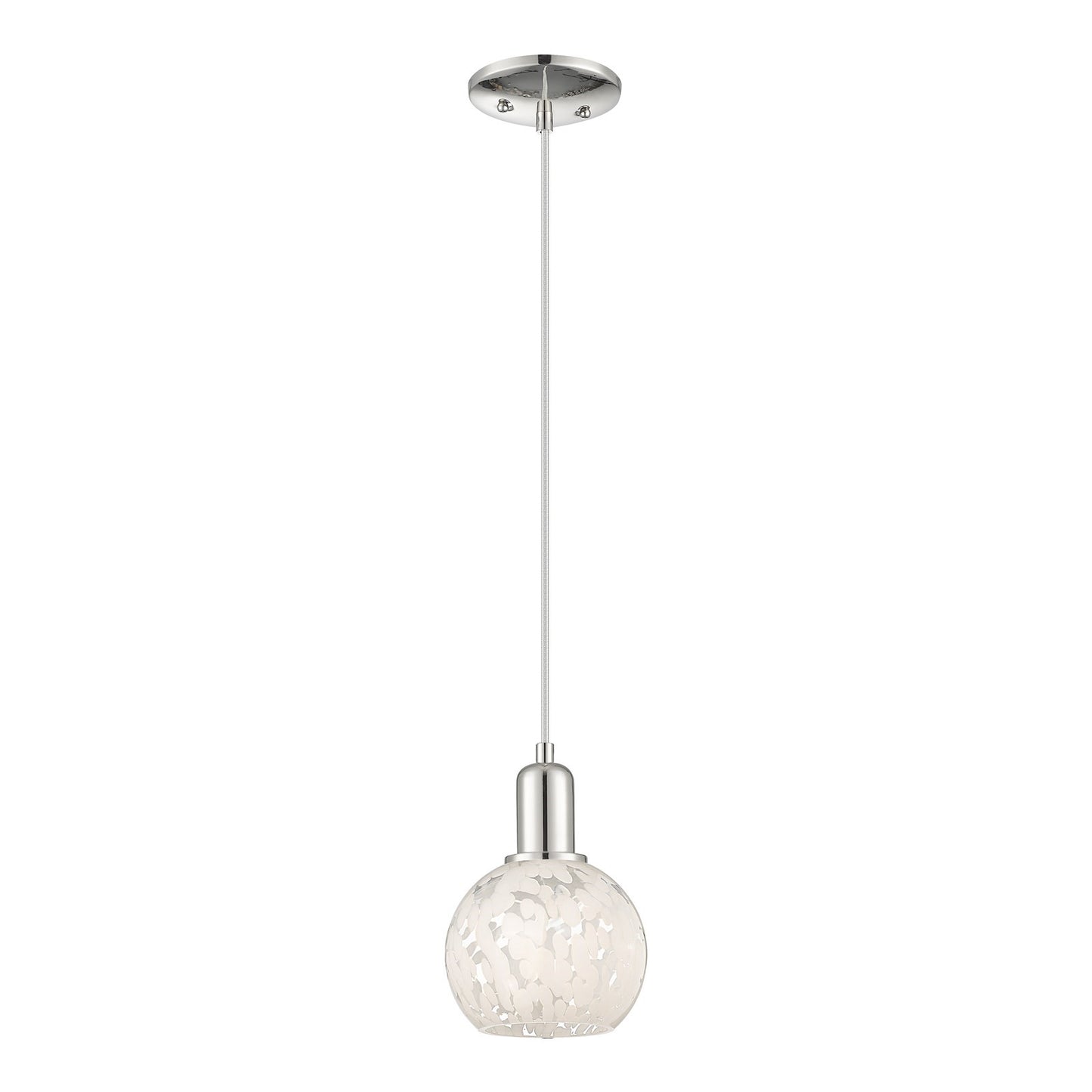 Innovations Lighting Arcadia 6in 1-Light Mini Pendant | Industrial Polished Nickel and White Mouchette Glass | Kitchen Island | Model 716-1P-PN-G1216-6WM