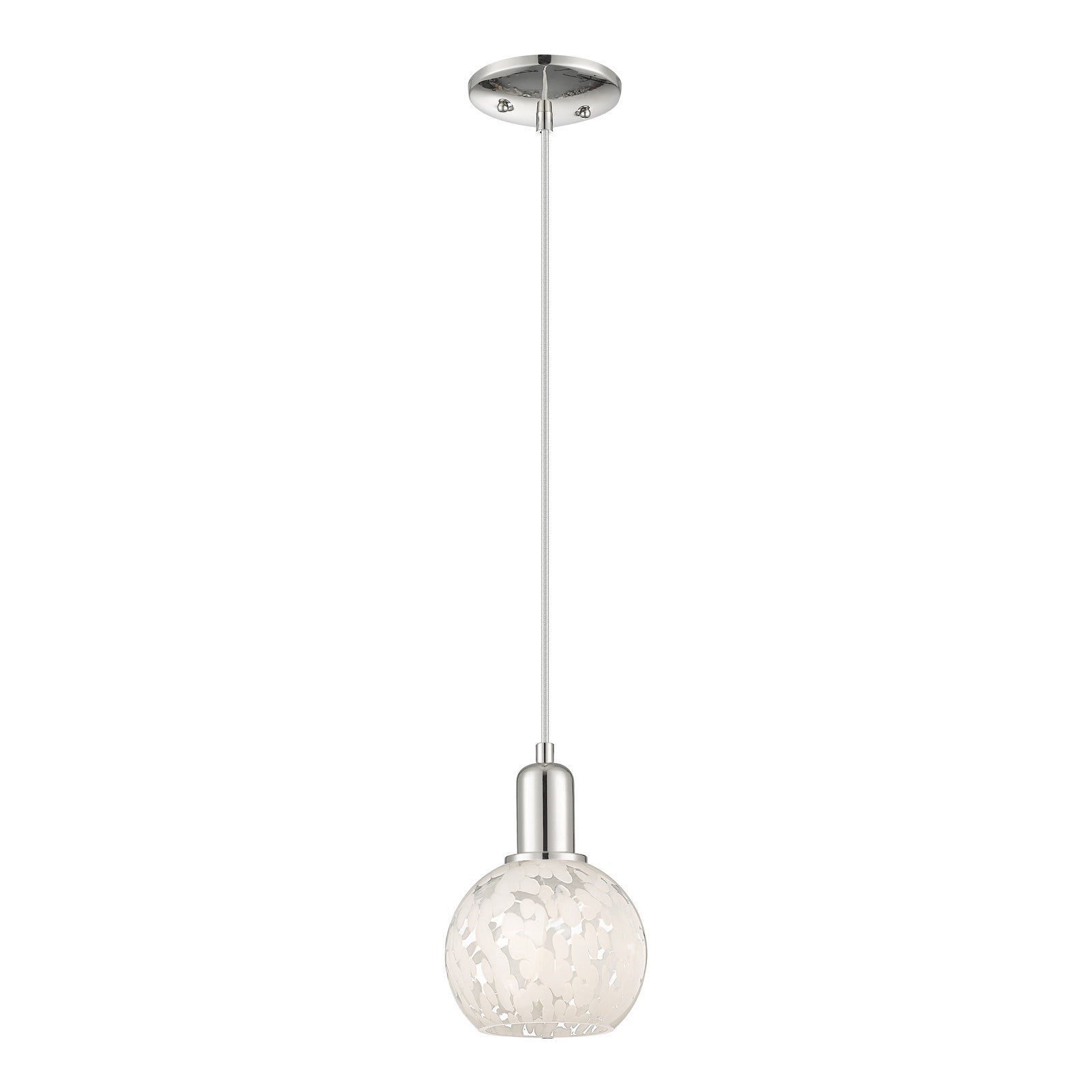 Innovations Lighting Arcadia 6in 1-Light Mini Pendant | Industrial Polished Nickel and White Mouchette Glass | Kitchen Island | Model 716-1P-PN-G1216-6WM