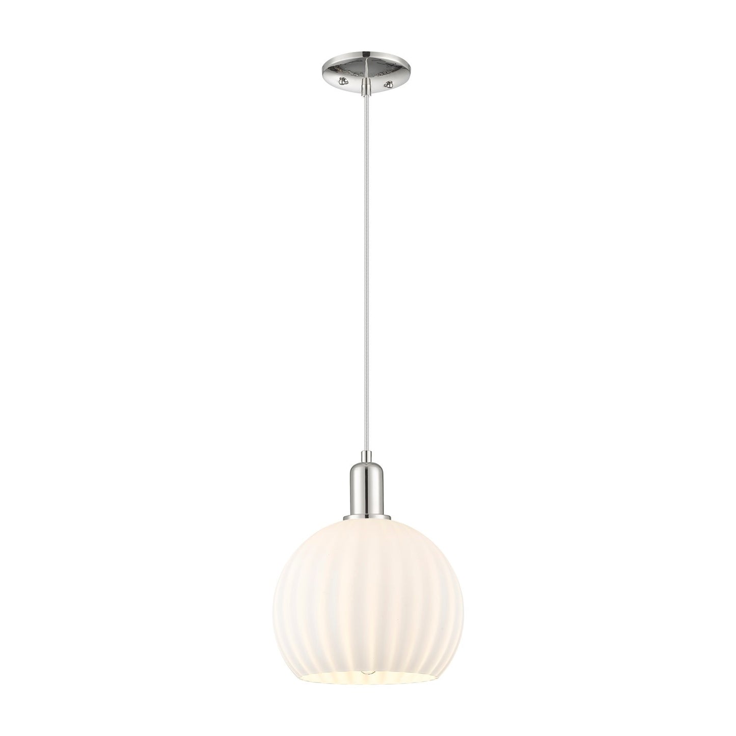 Innovations Lighting White Venetian 10in 1-Light Mini Pendant | Industrial Polished Nickel and White Venetian Glass | Kitchen | Model 716-1P-PN-G1217-10WV