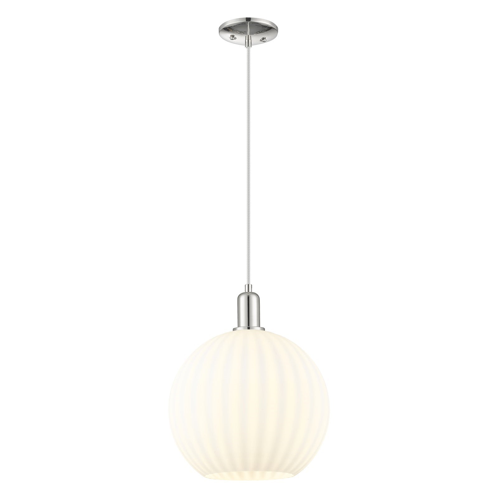 Innovations Lighting Arcadia 12in 1-Light Mini Pendant | Industrial Polished Nickel and White Venetian Glass | Kitchen Island | Model 716-1P-PN-G1217-12WV