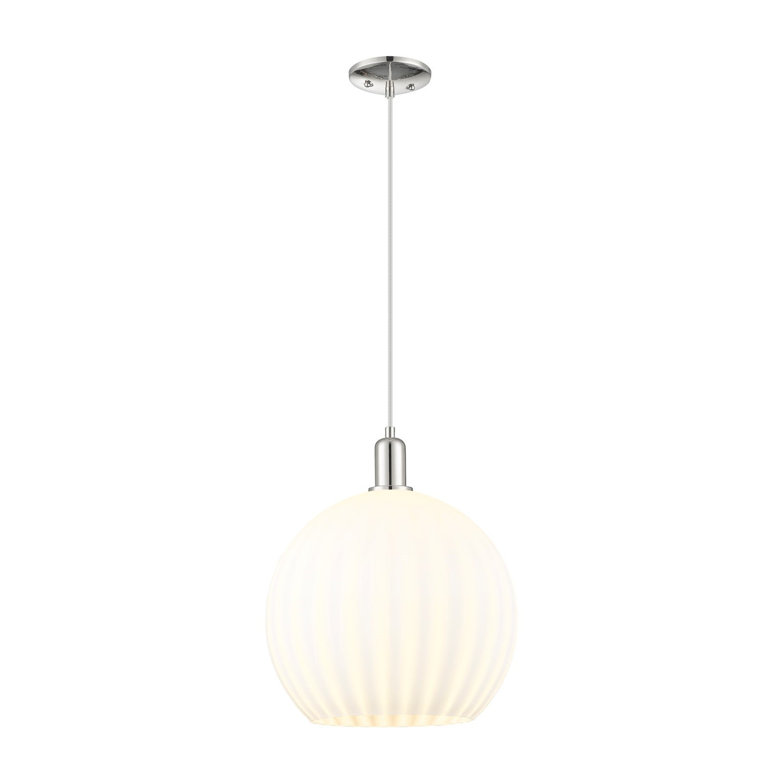 Innovations Lighting Arcadia 14in 1-Light Mini Pendant | Industrial Polished Nickel and White Venetian Glass | Kitchen Island | Model 716-1P-PN-G1217-14WV