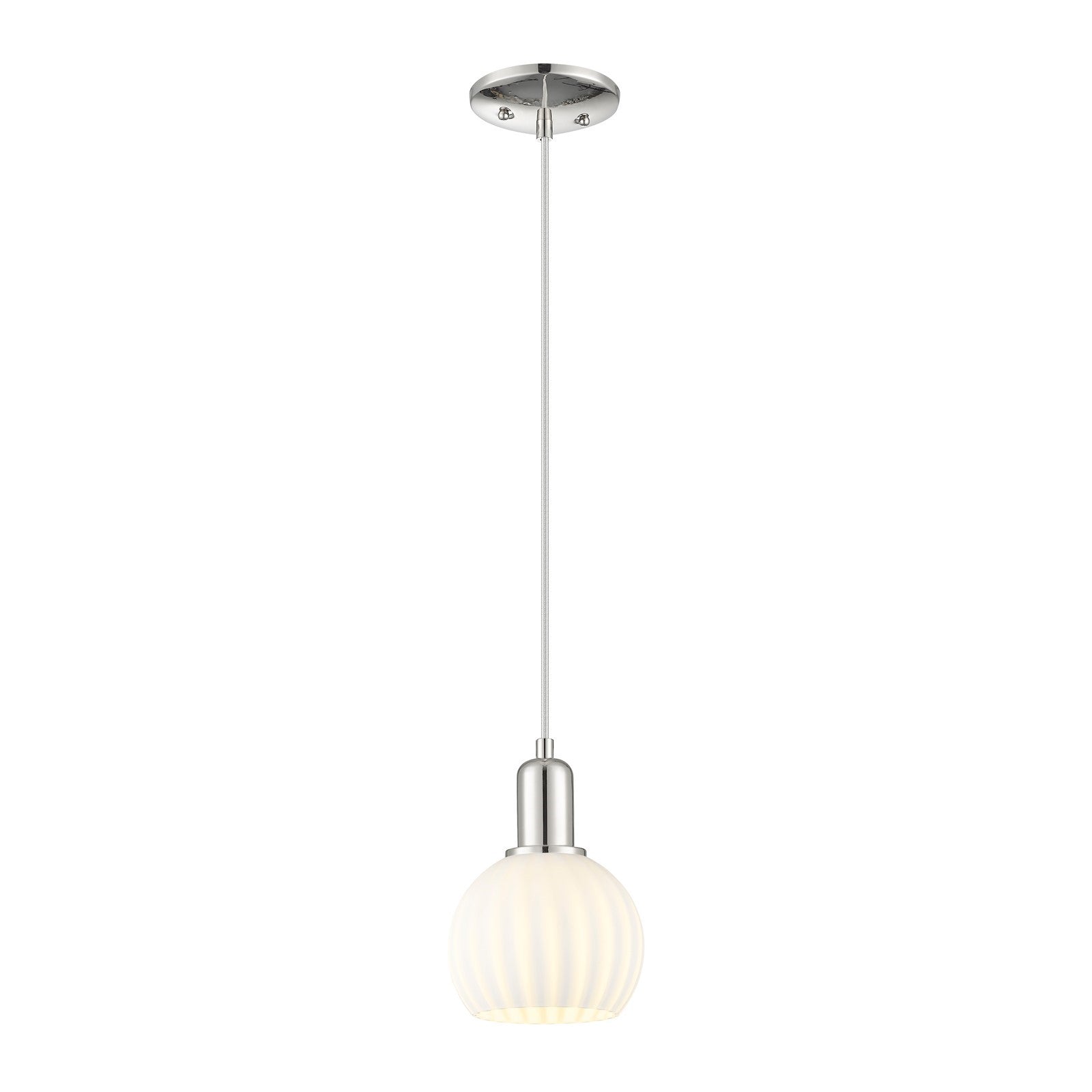 Innovations Lighting White Venetian 6in 1-Light Mini Pendant | Industrial Polished Nickel and White Venetian Glass | Kitchen | Model 716-1P-PN-G1217-6WV
