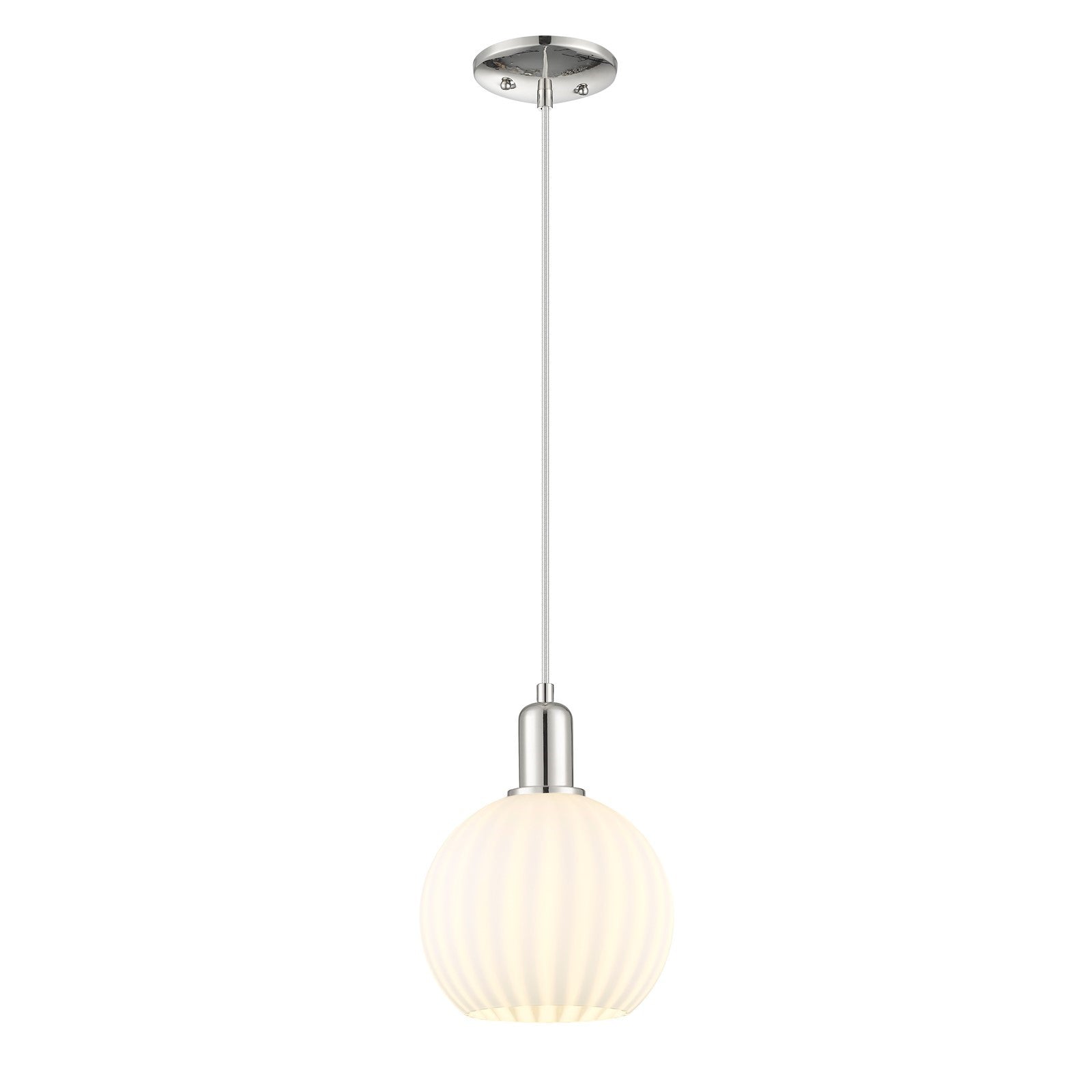 Innovations Lighting White Venetian 8in 1-Light Mini Pendant | Industrial Polished Nickel and White Venetian Glass | Kitchen | Model 716-1P-PN-G1217-8WV