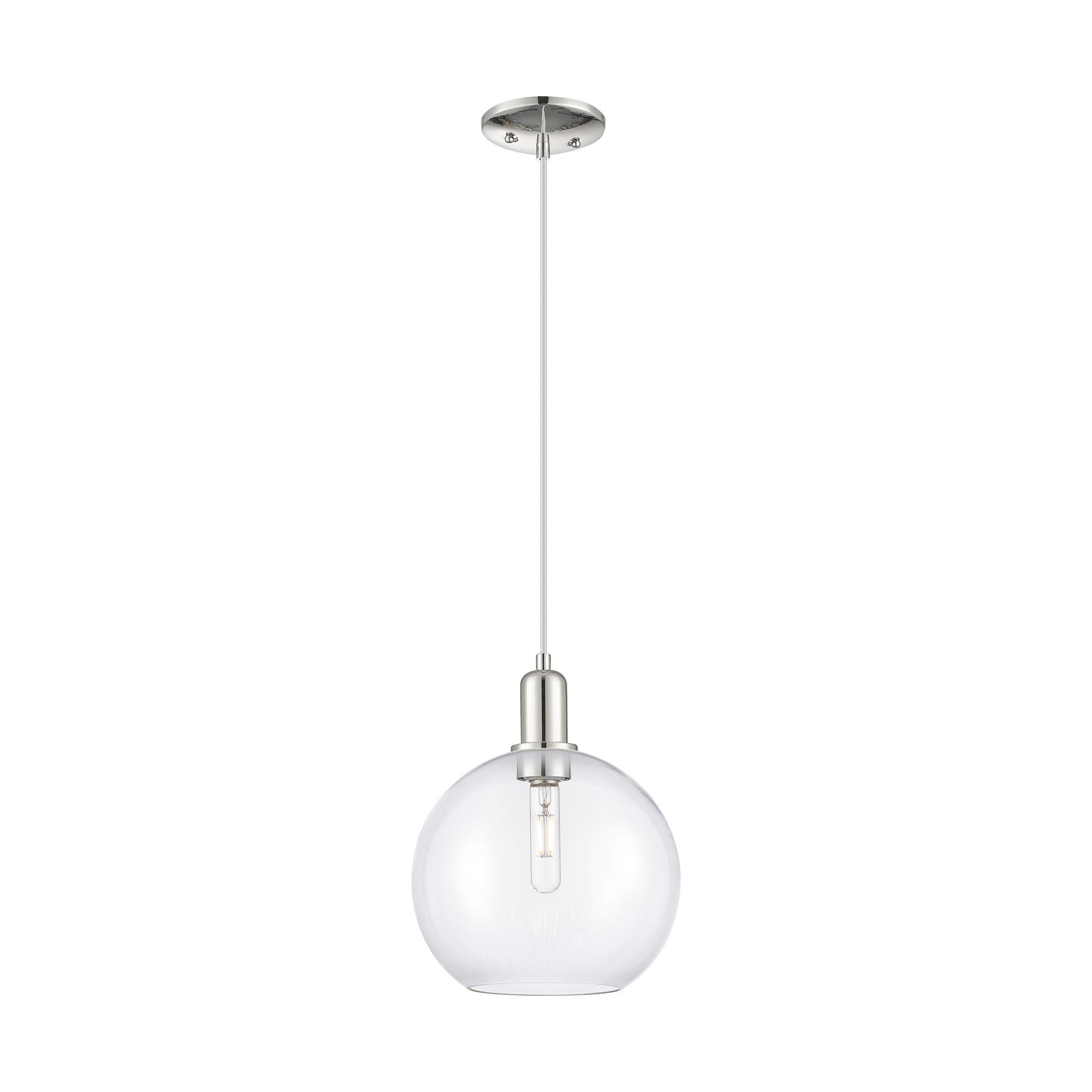 Innovations Athens 10in 1-Light Mini Pendant | Industrial Polished Nickel and Clear Glass | Kitchen Island & Dining Room | Damp | Model 716-1P-PN-G122-10