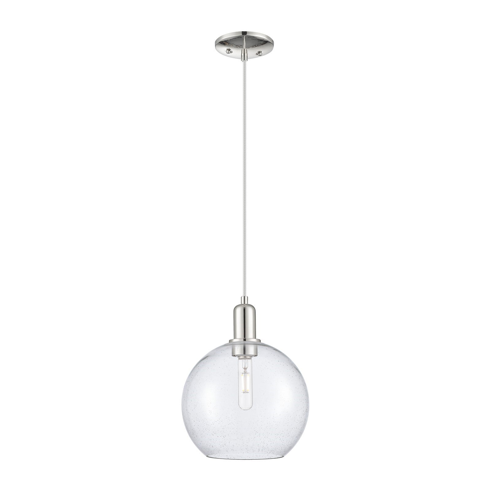 Innovations Athens 10in 1-Light Mini Pendant | Industrial Modern Polished Nickel and Seedy Glass | Kitchen Island & Dining Room | Model 716-1P-PN-G124-10