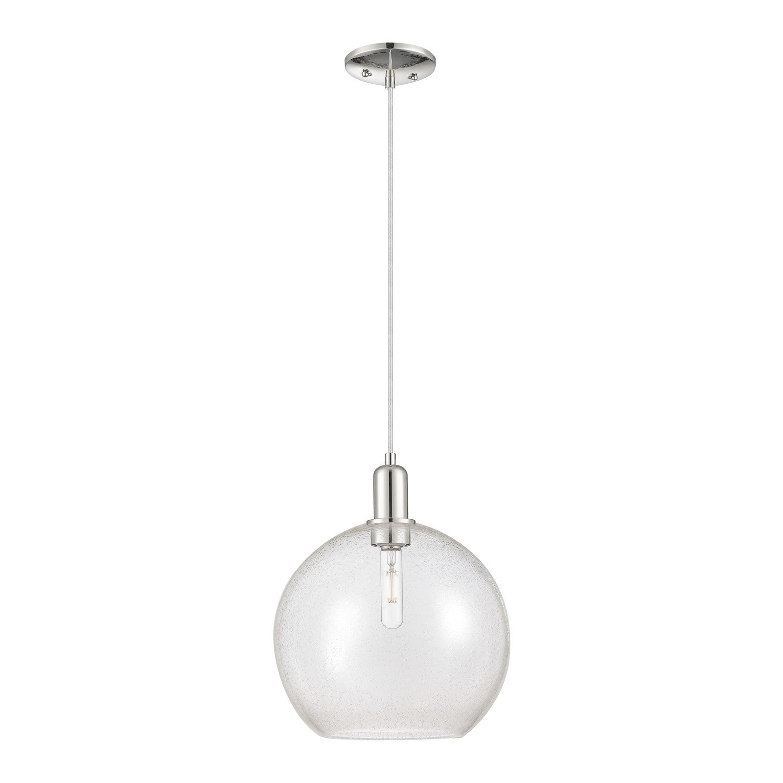 Innovations Athens 12in 1-Light Mini Pendant | Industrial Polished Nickel Steel and Seedy Glass | Kitchen Island & Dining Room | Model 716-1P-PN-G124-12