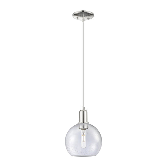 Innovations Athens 8in 1-Light Mini Pendant | Industrial Polished Nickel Steel and Seedy Glass | Kitchen Island & Dining Room | 8 | Model 716-1P-PN-G124-8