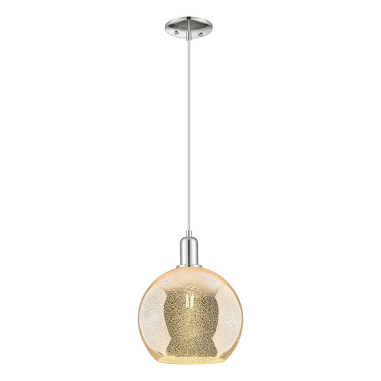 Innovations Athens 10in 1-Light Mini Pendant | Industrial Polished Nickel and Mercury Glass | Kitchen Island & Dining Room | Model 716-1P-PN-G128-10