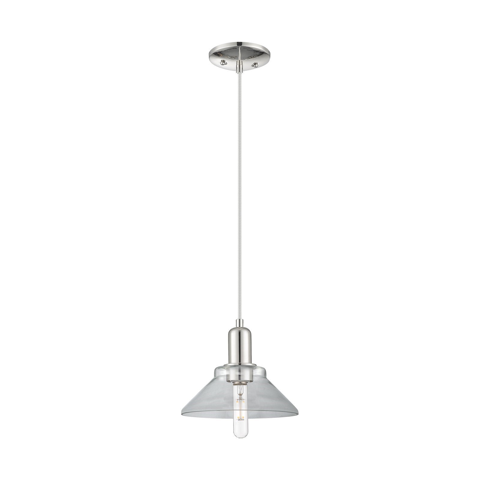 Innovations Orwell 8in 1-Light Mini Pendant | Industrial Polished Nickel and Clear Glass | Kitchen Island | 8.38 x 8.38 x 7.82 in | Model 716-1P-PN-G132