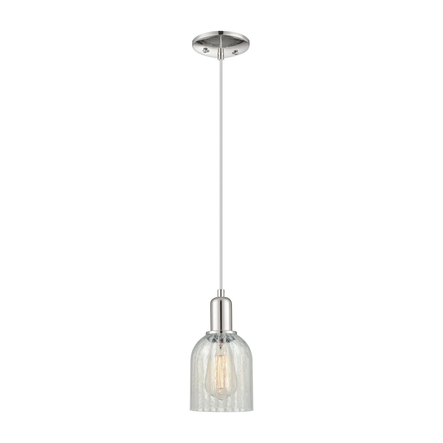 Innovations Caledonia 5in 1-Light Mini Pendant | Industrial Polished Nickel and Mouchette Glass | Kitchen Island & Dining Room | 5 | Model 716-1P-PN-G2511