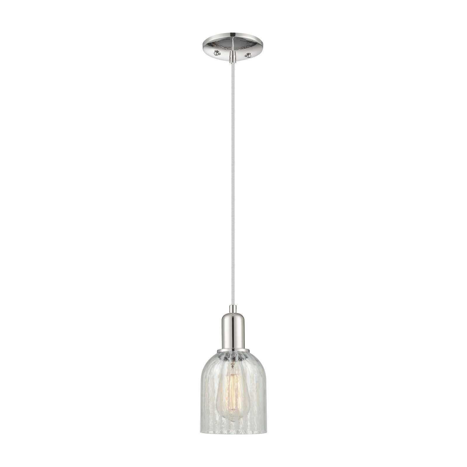 Innovations Caledonia 5in 1-Light Mini Pendant | Industrial Polished Nickel and Mouchette Glass | Kitchen Island & Dining Room | 5 | Model 716-1P-PN-G2511