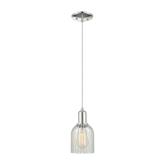 Innovations Caledonia 5in 1-Light Mini Pendant | Industrial Polished Nickel and Mouchette Glass | Kitchen Island & Dining Room | 5 | Model 716-1P-PN-G2511