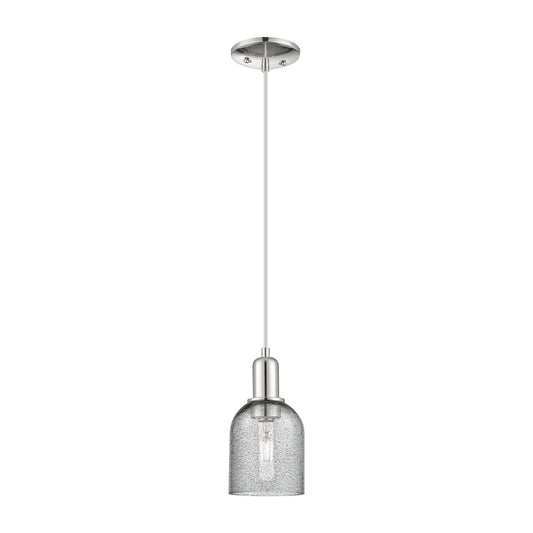 Innovations Caledonia 5in 1-Light Mini Pendant | Industrial Polished Nickel and Charcoal Glass | Kitchen Island & Dining Room | 5 x | Model 716-1P-PN-G257