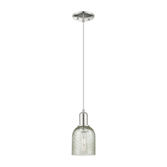 Innovations Caledonia 5in 1-Light Mini Pendant | Industrial Polished Nickel and Mica Glass | Kitchen Island & Dining Room | 5 x 5 x | Model 716-1P-PN-G259