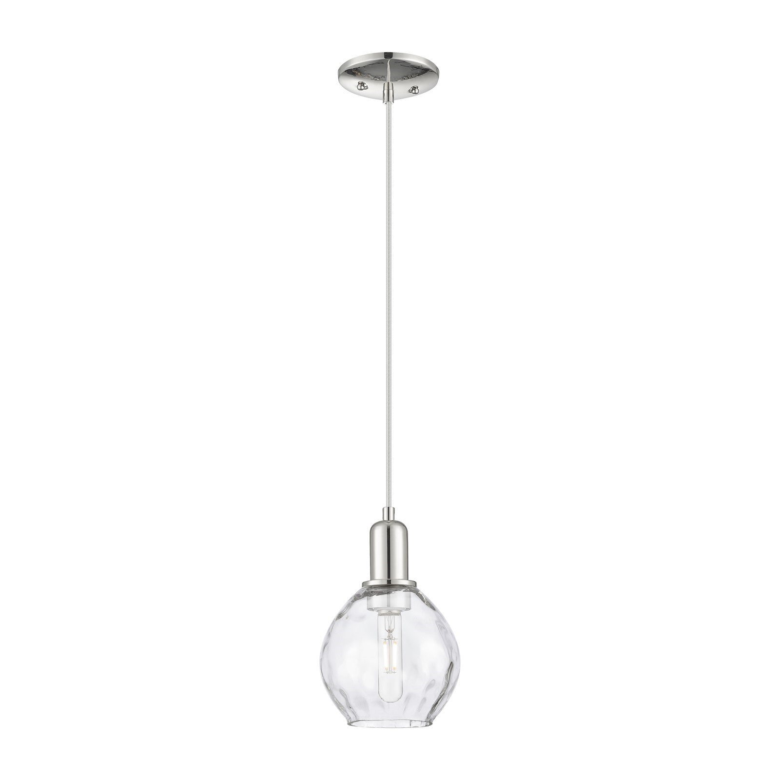 Innovations Waverly 6in 1-Light Mini Pendant | Industrial Polished Nickel and Clear Water Glass | Kitchen Island & Dining Room | 6 | Model 716-1P-PN-G362