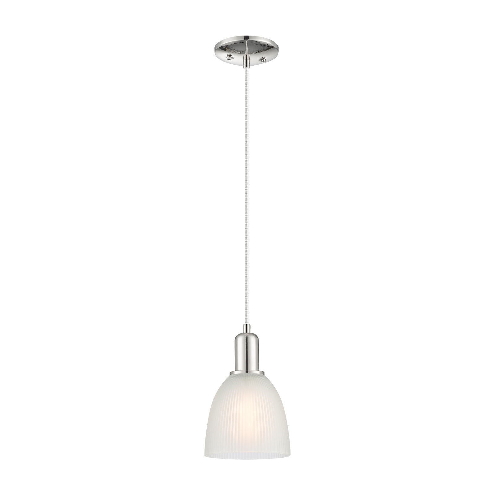 Innovations Castile 6in 1-Light Mini Pendant | Industrial Polished Nickel Steel and White Glass | Kitchen Island & Dining Room | Model 716-1P-PN-G381