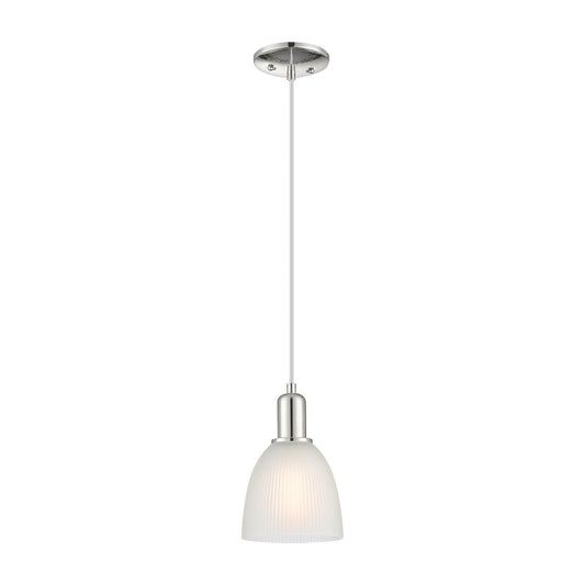 Innovations Castile 6in 1-Light Mini Pendant | Industrial Polished Nickel Steel and White Glass | Kitchen Island & Dining Room | Model 716-1P-PN-G381