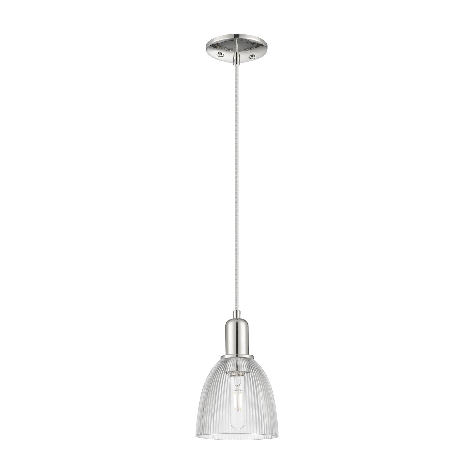 Innovations Castile 6in 1-Light Mini Pendant | Industrial Polished Nickel Steel and Clear Glass | Kitchen Island & Dining Room | 6 | Model 716-1P-PN-G382