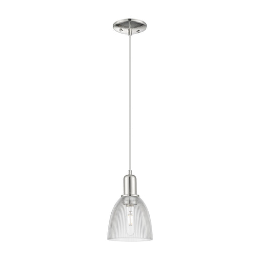 Innovations Castile 6in 1-Light Mini Pendant | Industrial Polished Nickel Steel and Clear Glass | Kitchen Island & Dining Room | 6 | Model 716-1P-PN-G382