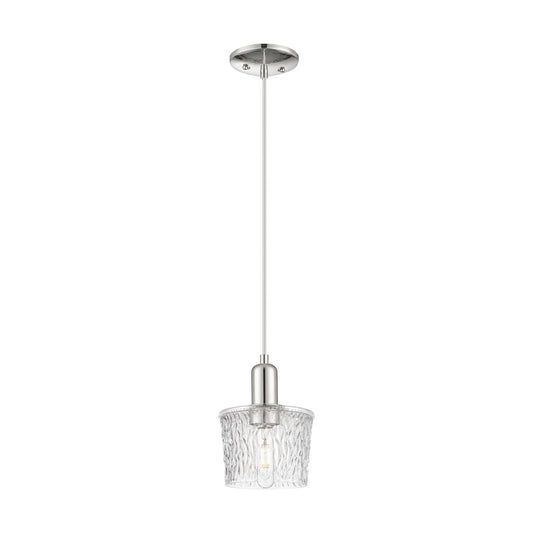 Innovations Niagara 7in 1-Light Mini Pendant | Industrial Modern Polished Nickel and Clear Textured Glass | Kitchen Island & Dining | Model 716-1P-PN-G402