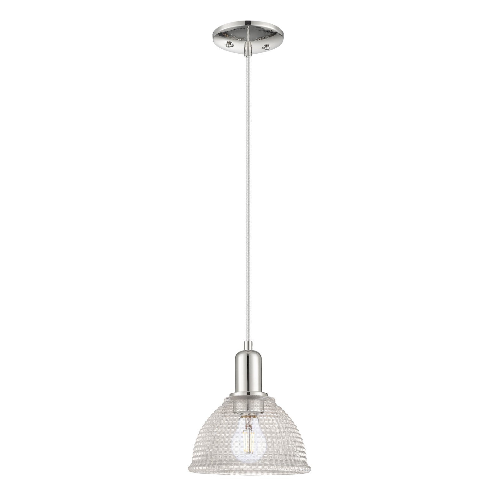 Innovations Arietta 8in 1-Light Mini Pendant | Industrial Polished Nickel Steel and Clear Glass | Kitchen Island & Dining Room | 8 | Model 716-1P-PN-G422