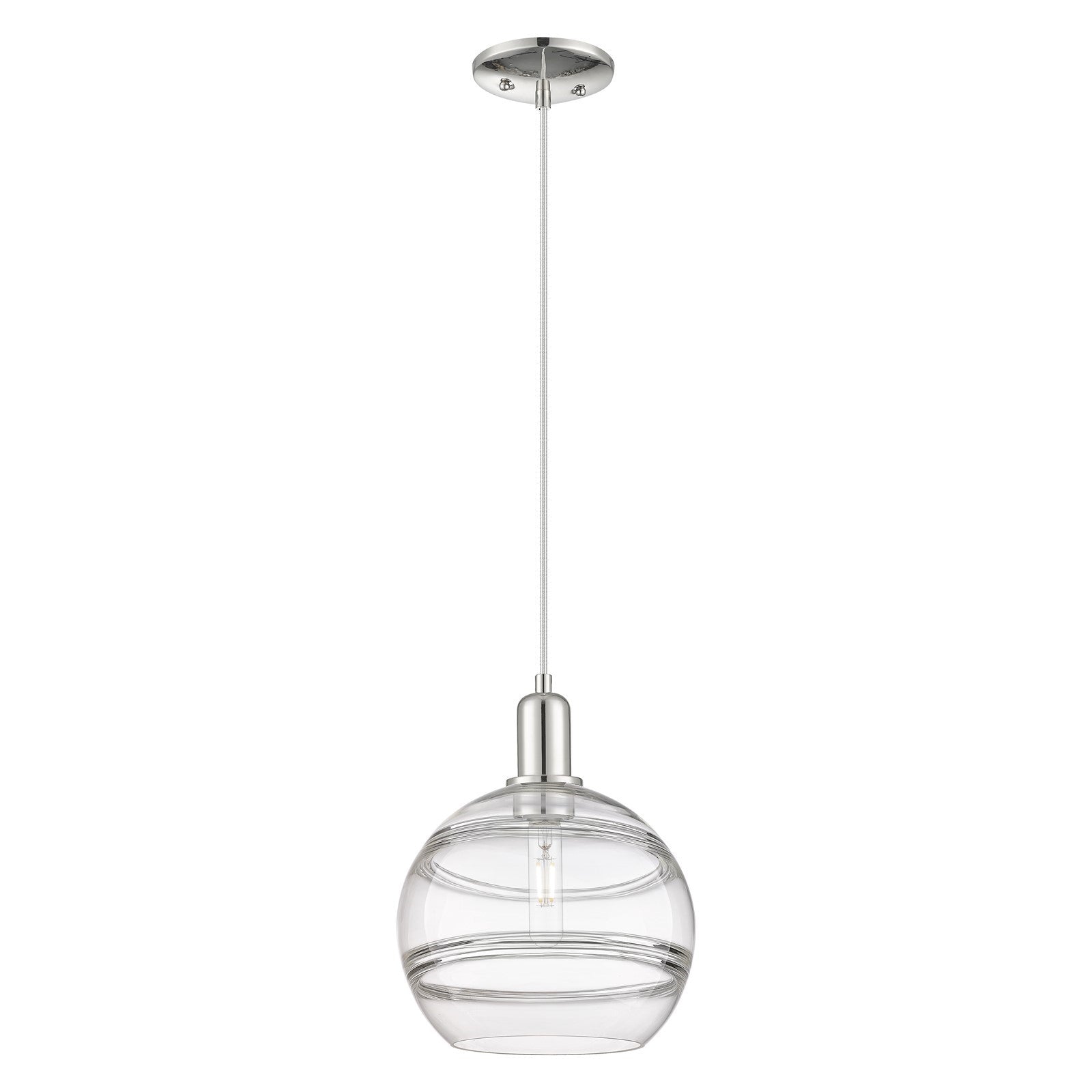 Innovations Rochester 10in 1-Light Mini Pendant | Industrial Polished Nickel Steel and Clear Glass | Kitchen Island & Dining | Model 716-1P-PN-G556-10CL