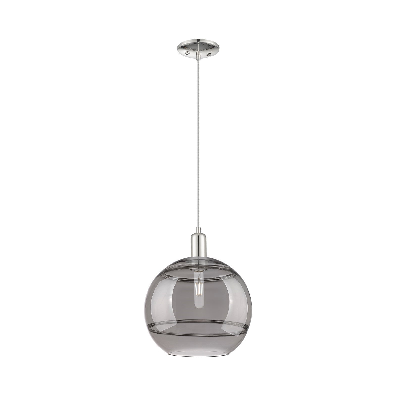 Innovations Rochester 12in 1-Light Mini Pendant | Industrial Polished Nickel and Light Smoke Glass | Kitchen Island & Dining | Model 716-1P-PN-G556-12SM
