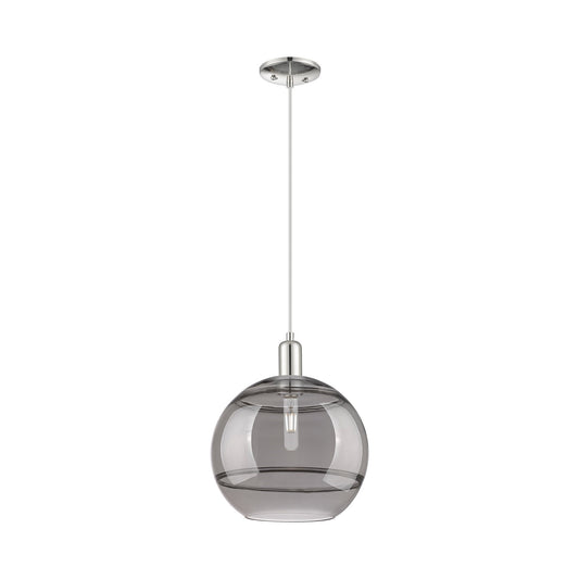 Innovations Rochester 12in 1-Light Mini Pendant | Industrial Polished Nickel and Light Smoke Glass | Kitchen Island & Dining | Model 716-1P-PN-G556-12SM